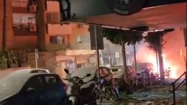 آثار قصف كتائب القسام لتل أبيب مساء الأحد