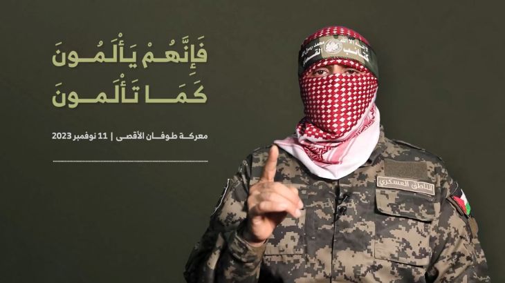 أبو عبيدة الناطق العسكري باسم كتائب القسام الجناح العسكري لحركة المقاومة الإسلامية (حماس)