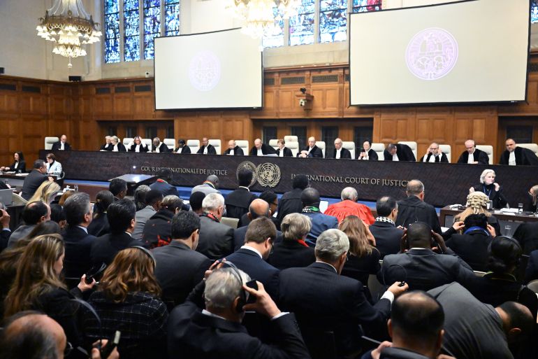 محكمة العدل الدولية من الداخل خلال الاستماع لمرافعة فريق الدفاع عن إسرائيل