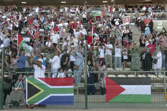 مباراة ودية تجمع بين المنتخب الفلسطيني والجنوب إفريقي في إطار دعم القضية الفلسطنيية