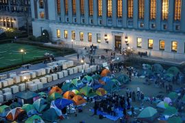 مخيم الاحتجاج في جامعة كولومبيا كان مصدر إلهام لجامعات أخرى (رويترز)